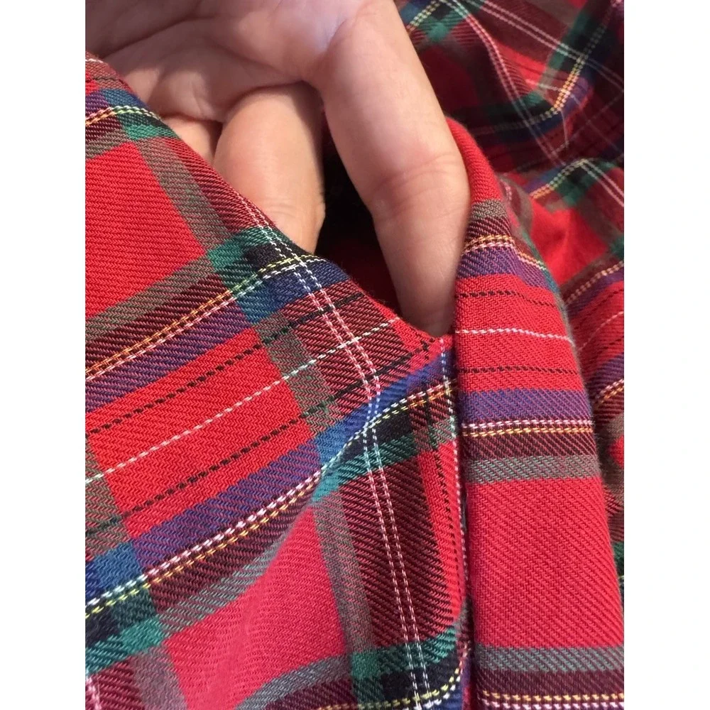 ModCloth Red Tartan Plaid Holiday Dress Fit & Flare Retro 50s Look Christmas 10
